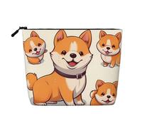 Gdshjklw Linen Makeup Bag For Women, Waterproof Travel Cosmetic Organizer Lightweight Zipper Travel Toiletry Bag Organizer Cute Shiba Inu Dog Makeup Brushes Storage Bag