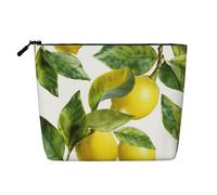 Gdshjklw Linen Makeup Bag For Women, Waterproof Travel Cosmetic Organizer Lightweight Zipper Travel Toiletry Bag Organizer Lemon Branch Leaves Makeup Brushes Storage Bag