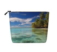 GDSHJKLW Linen Makeup Bag For Women, Waterproof Travel Cosmetic Organizer Lightweight Zipper Travel Toiletry Bag Organizer Aitutaki Lagoon, Cook Islands Makeup Brushes Storage Bag