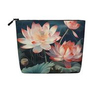 GDSHJKLW Linen Makeup Bag For Women, Waterproof Travel Cosmetic Organizer Lightweight Zipper Travel Toiletry Bag Organizer Dragonfly And Lotus Makeup Brushes Storage Bag