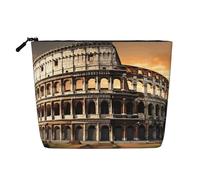 GDSHJKLW Linen Makeup Bag For Women, Waterproof Travel Cosmetic Organizer Lightweight Zipper Travel Toiletry Bag Organizer Ancient Colosseum Makeup Brushes Storage Bag