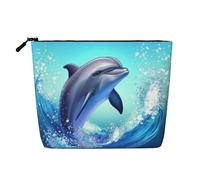 Gdshjklw Linen Makeup Bag For Women, Waterproof Travel Cosmetic Organizer Lightweight Zipper Travel Toiletry Bag Organizer Cute Dolphin Makeup Brushes Storage Bag