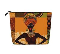 Gdshjklw Linen Makeup Bag For Women, Waterproof Travel Cosmetic Organizer Lightweight Zipper Travel Toiletry Bag Organizer African Woman Makeup Brushes Storage Bag