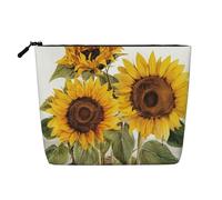 GDSHJKLW Linen Makeup Bag For Women, Waterproof Travel Cosmetic Organizer Lightweight Zipper Travel Toiletry Bag Organizer Alluring Sunflowers Summer Makeup Brushes Storage Bag