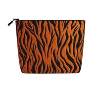 GDSHJKLW Linen Makeup Bag For Women, Waterproof Travel Cosmetic Organizer Lightweight Zipper Travel Toiletry Bag Organizer Tiger Stripes Orange Makeup Brushes Storage Bag