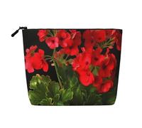 Gdshjklw Linen Makeup Bag For Women, Waterproof Travel Cosmetic Organizer Lightweight Zipper Travel Toiletry Bag Organizer Red Geraniums1 Makeup Brushes Storage Bag
