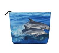 Gdshjklw Linen Makeup Bag For Women, Waterproof Travel Cosmetic Organizer Lightweight Zipper Travel Toiletry Bag Organizer Dolphin Family Makeup Brushes Storage Bag