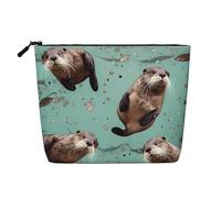 Gdshjklw Linen Makeup Bag For Women, Waterproof Travel Cosmetic Organizer Lightweight Zipper Travel Toiletry Bag Organizer Otters Makeup Brushes Storage Bag