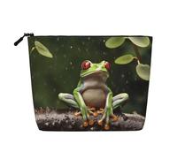 Gdshjklw Linen Makeup Bag For Women, Waterproof Travel Cosmetic Organizer Lightweight Zipper Travel Toiletry Bag Organizer Peace Tree Frog Makeup Brushes Storage Bag
