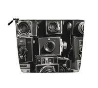 Gdshjklw Linen Makeup Bag For Women, Waterproof Travel Cosmetic Organizer Lightweight Zipper Travel Toiletry Bag Organizer Retro Cool Camera Collection Makeup Brushes Storage Bag