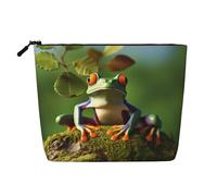 Gdshjklw Linen Makeup Bag For Women, Waterproof Travel Cosmetic Organizer Lightweight Zipper Travel Toiletry Bag Organizer Peace Frog Tree Makeup Brushes Storage Bag