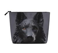 Gdshjklw Linen Makeup Bag For Women, Waterproof Travel Cosmetic Organizer Lightweight Zipper Travel Toiletry Bag Organizer Black German Shepherd Makeup Brushes Storage Bag