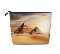 Gdshjklw Linen Makeup Bag For Women, Waterproof Travel Cosmetic Organizer Lightweight Zipper Travel Toiletry Bag Organizer Egyptian Pyramid In Desert Makeup Brushes Storage Bag