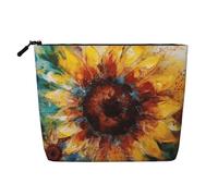 GDSHJKLW Linen Makeup Bag For Women, Waterproof Travel Cosmetic Organizer Lightweight Zipper Travel Toiletry Bag Organizer Abstract Sunflower Multicolor Makeup Brushes Storage Bag