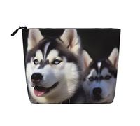 Gdshjklw Linen Makeup Bag For Women, Waterproof Travel Cosmetic Organizer Lightweight Zipper Travel Toiletry Bag Organizer Husky Dog Makeup Brushes Storage Bag