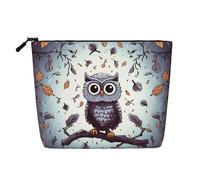 GDSHJKLW Linen Makeup Bag For Women, Waterproof Travel Cosmetic Organizer Lightweight Zipper Travel Toiletry Bag Organizer Owl Tree Branches Makeup Brushes Storage Bag
