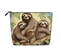 Gdshjklw Linen Makeup Bag For Women, Waterproof Travel Cosmetic Organizer Lightweight Zipper Travel Toiletry Bag Organizer Sloth Family Makeup Brushes Storage Bag
