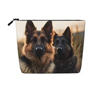 Gdshjklw Linen Makeup Bag For Women, Waterproof Travel Cosmetic Organizer Lightweight Zipper Travel Toiletry Bag Organizer Animal German Shepherd Makeup Brushes Storage Bag