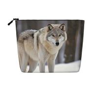 Gdshjklw Linen Makeup Bag For Women, Waterproof Travel Cosmetic Organizer Lightweight Zipper Travel Toiletry Bag Organizer Wolf In The Snow Makeup Brushes Storage Bag