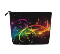 Gdshjklw Linen Makeup Bag For Women, Waterproof Travel Cosmetic Organizer Lightweight Zipper Travel Toiletry Bag Organizer Colorful Music Notes Makeup Brushes Storage Bag