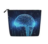 Gdshjklw Linen Makeup Bag For Women, Waterproof Travel Cosmetic Organizer Lightweight Zipper Travel Toiletry Bag Organizer Artificial Intelligence Brain Makeup Brushes Storage Bag