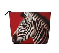 Gdshjklw Linen Makeup Bag For Women, Waterproof Travel Cosmetic Organizer Lightweight Zipper Travel Toiletry Bag Organizer Zebra Red Makeup Brushes Storage Bag