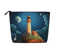 GDSHJKLW Linen Makeup Bag For Women, Waterproof Travel Cosmetic Organizer Lightweight Zipper Travel Toiletry Bag Organizer Catoon Whale Lighthouse Makeup Brushes Storage Bag