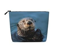 Gdshjklw Linen Makeup Bag For Women, Waterproof Travel Cosmetic Organizer Lightweight Zipper Travel Toiletry Bag Organizer Sea Otter Makeup Brushes Storage Bag