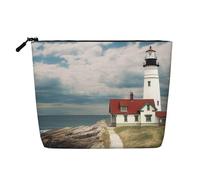 Gdshjklw Linen Makeup Bag For Women, Waterproof Travel Cosmetic Organizer Lightweight Zipper Travel Toiletry Bag Organizer Lighthouse Backdrop Makeup Brushes Storage Bag
