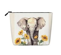 Gdshjklw Linen Makeup Bag For Women, Waterproof Travel Cosmetic Organizer Lightweight Zipper Travel Toiletry Bag Organizer Elephant And Sunflower(1) Makeup Brushes Storage Bag