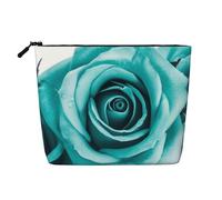 Gdshjklw Linen Makeup Bag For Women, Waterproof Travel Cosmetic Organizer Lightweight Zipper Travel Toiletry Bag Organizer Turquoise Rose Makeup Brushes Storage Bag