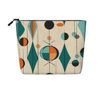 Gdshjklw Linen Makeup Bag For Women, Waterproof Travel Cosmetic Organizer Lightweight Zipper Travel Toiletry Bag Organizer Mid Century Geometric Makeup Brushes Storage Bag