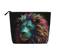 GDSHJKLW Linen Makeup Bag For Women, Waterproof Travel Cosmetic Organizer Lightweight Zipper Travel Toiletry Bag Organizer Abstract 3d Art Lion Makeup Brushes Storage Bag