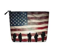 Gdshjklw Linen Makeup Bag For Women, Waterproof Travel Cosmetic Organizer Lightweight Zipper Travel Toiletry Bag Organizer American Flag Veterans Day Makeup Brushes Storage Bag