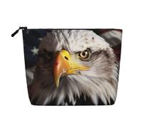 Gdshjklw Linen Makeup Bag For Women, Waterproof Travel Cosmetic Organizer Lightweight Zipper Travel Toiletry Bag Organizer America Flag And Eagle Makeup Brushes Storage Bag