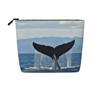 Gdshjklw Linen Makeup Bag For Women, Waterproof Travel Cosmetic Organizer Lightweight Zipper Travel Toiletry Bag Organizer Whale Tail Makeup Brushes Storage Bag
