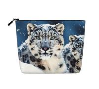 Gdshjklw Linen Makeup Bag For Women, Waterproof Travel Cosmetic Organizer Lightweight Zipper Travel Toiletry Bag Organizer Blue Eyed Snow Leopard Makeup Brushes Storage Bag