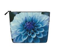 Gdshjklw Linen Makeup Bag For Women, Waterproof Travel Cosmetic Organizer Lightweight Zipper Travel Toiletry Bag Organizer Blue Dahlia Flower Makeup Brushes Storage Bag