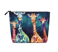 Gdshjklw Linen Makeup Bag For Women, Waterproof Travel Cosmetic Organizer Lightweight Zipper Travel Toiletry Bag Organizer Colorful Giraffe Fans Lovers Makeup Brushes Storage Bag