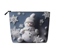 GDSHJKLW Linen Makeup Bag For Women, Waterproof Travel Cosmetic Organizer Lightweight Zipper Travel Toiletry Bag Organizer Snowman Stars And Snowflakes Makeup Brushes Storage Bag