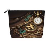 Gdshjklw Linen Makeup Bag For Women, Waterproof Travel Cosmetic Organizer Lightweight Zipper Travel Toiletry Bag Organizer Steampunk Watches Keys And Chains Makeup Brushes Storage Bag