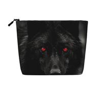Gdshjklw Linen Makeup Bag For Women, Waterproof Travel Cosmetic Organizer Lightweight Zipper Travel Toiletry Bag Organizer Black Red Eyed Wolf Makeup Brushes Storage Bag