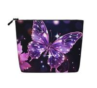 Gdshjklw Linen Makeup Bag For Women, Waterproof Travel Cosmetic Organizer Lightweight Zipper Travel Toiletry Bag Organizer Cute Purple Butterfly Makeup Brushes Storage Bag