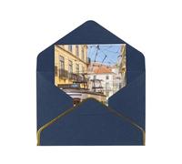 GDSHJKLW lisbon tram Greeting Card with Blue Envelopes, 4x6 Thinking of You Cards Happy Birthday Wedding Invitation Blank Note Card for All Occasions