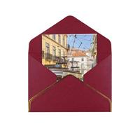 GDSHJKLW lisbon tram Greeting Card with Dark Red Envelopes, 4x6 Thinking of You Cards Happy Birthday Wedding Invitation Blank Note Card for All Occasions