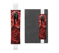 GDSHJKLW Many Red Roses Elastic Band Pen Holder Detachable Pu Leather Pen Sleeve Pouch Journal Pencil Holder Pencil Case Office Supplies Gift For Hardcover Journals Notebooks Planners