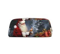 GDSHJKLW Merry Christmas Santa'S Gift Leather Pencil Case Large Capacity Pen Pouch,Zipper Makeup Bag For Women Men Travel Toiletry Bags Waterproof Cosmetic Bag Wide-Open Coin Pouch Purse