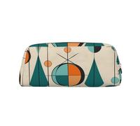 GDSHJKLW Mid Century Geometric Leather Pencil Case Large Capacity Pen Pouch,Zipper Makeup Bag For Women Men Travel Toiletry Bags Waterproof Cosmetic Bag Wide-Open Coin Pouch Purse, Gold, One Size
