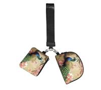 GDSHJKLW Mini Zip Around Wristlet Wallets For Women,Dual Pouch Keychain Wallet Key Chain Coin Purse Oriental Peacock On Flower Tree Small Wallets Sports Wristlet Pouch