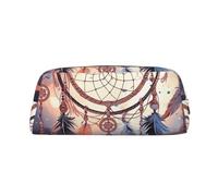 GDSHJKLW Native American Dream Catcher Leather Pencil Case Large Capacity Pen Pouch,Zipper Makeup Bag For Women Men Travel Toiletry Bags Waterproof Cosmetic Bag Wide-Open Coin Pouch Purse, Gold, One